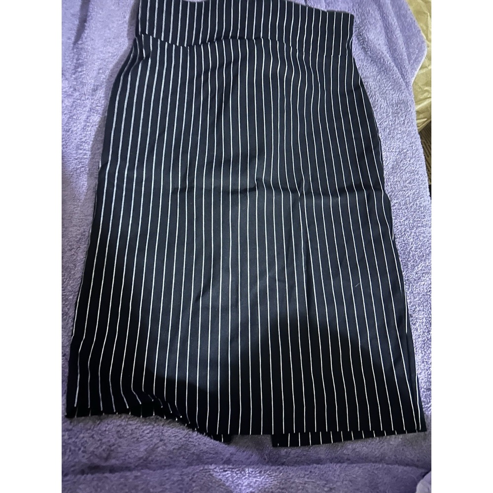 Women's Black White Pinstripe Medium High Waist Tailored Career USA Medium